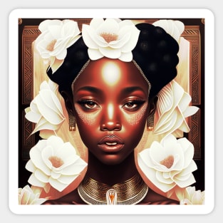 [AI Art] Lady of White Carnations, Art Deco Style Sticker